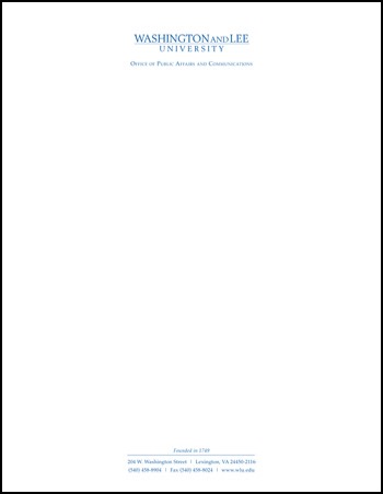 An example of Washington and Lee University stationary with the Wordmark logo