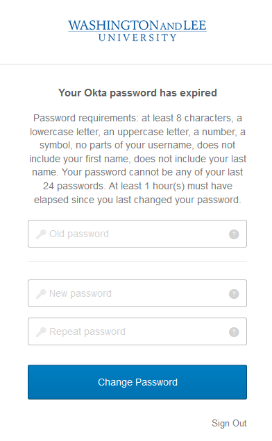 Oktapassword has expired