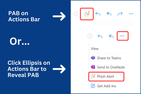 Screenshot of the PAB on the outlook Actions Bar with a second example of an ellipsis that can be clicked to reveal the PAB