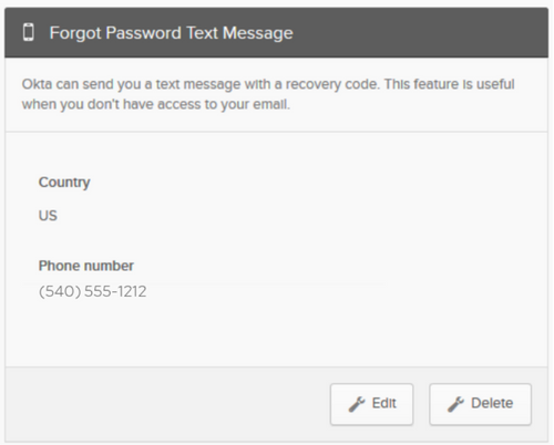 Forgot Password Text Message