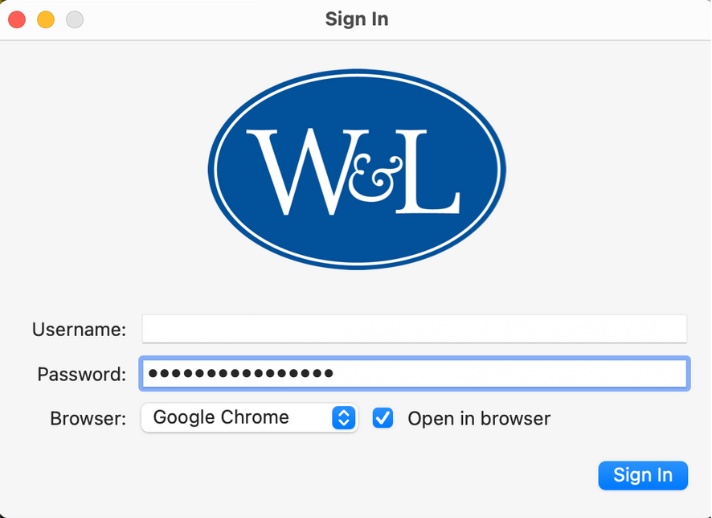 Screenshot of a Sign In pop up with username and password fields and sign in button.