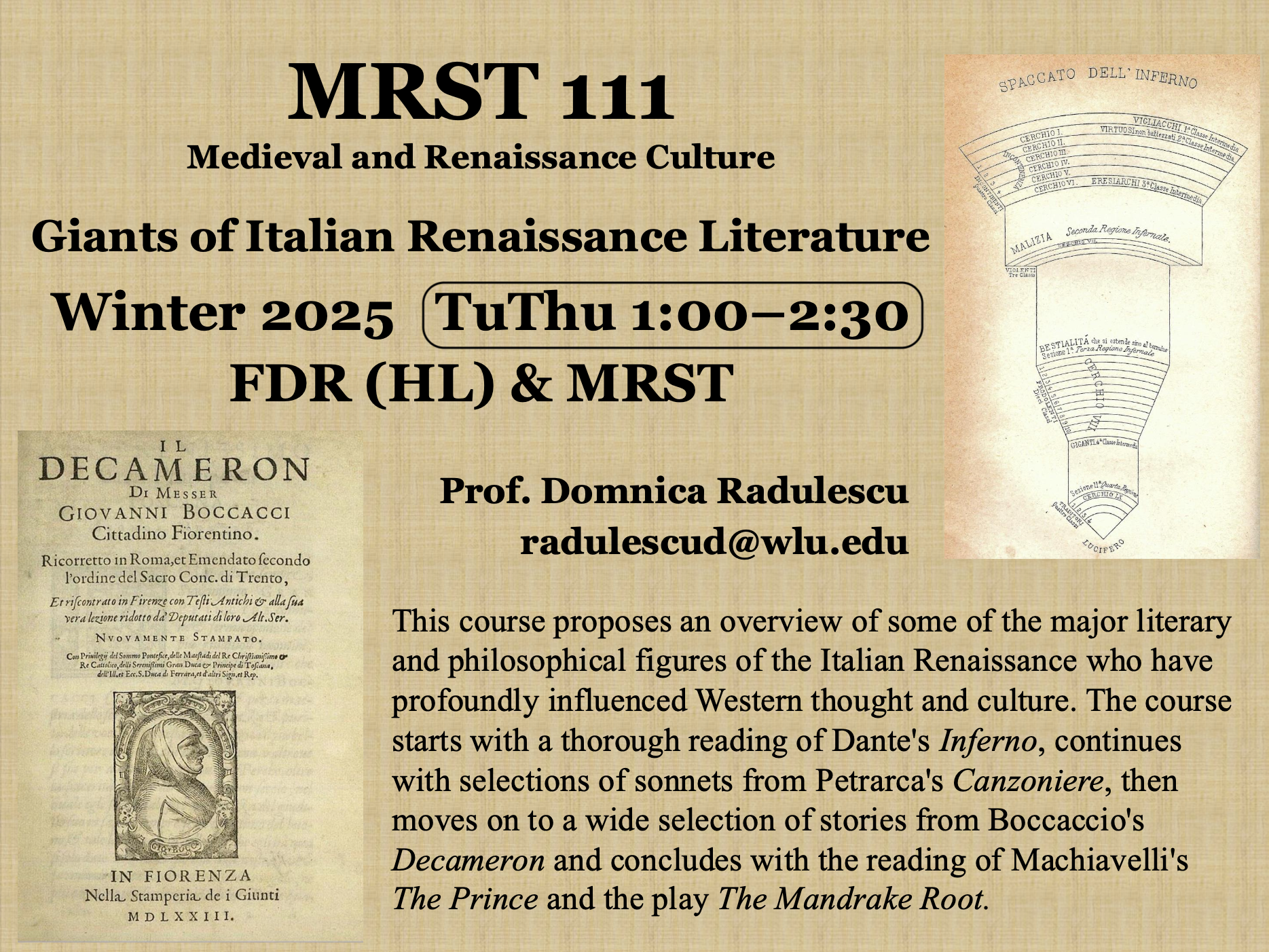 MRST 111 Medieval and Renaissance Culture: Literature flyer