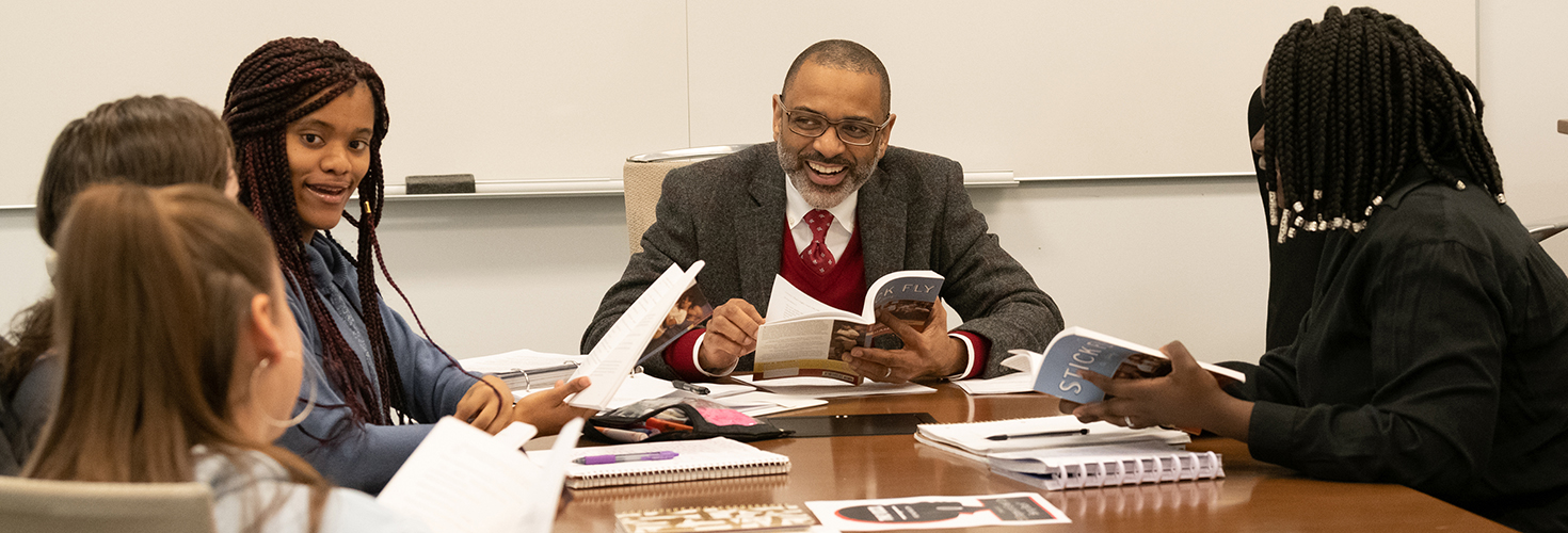 Professor of Africana Studies Michael Hill teaches a class in the Ruscio Center for Global Learning on 3/5/2019.